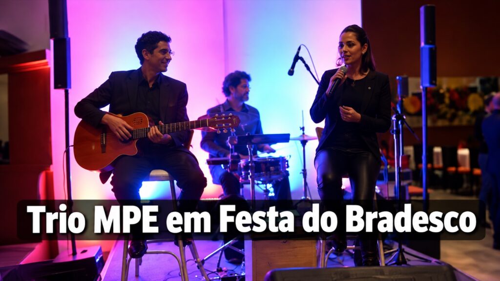Trio MPE tocando em festa para funcionários do Bradesco em Campinas